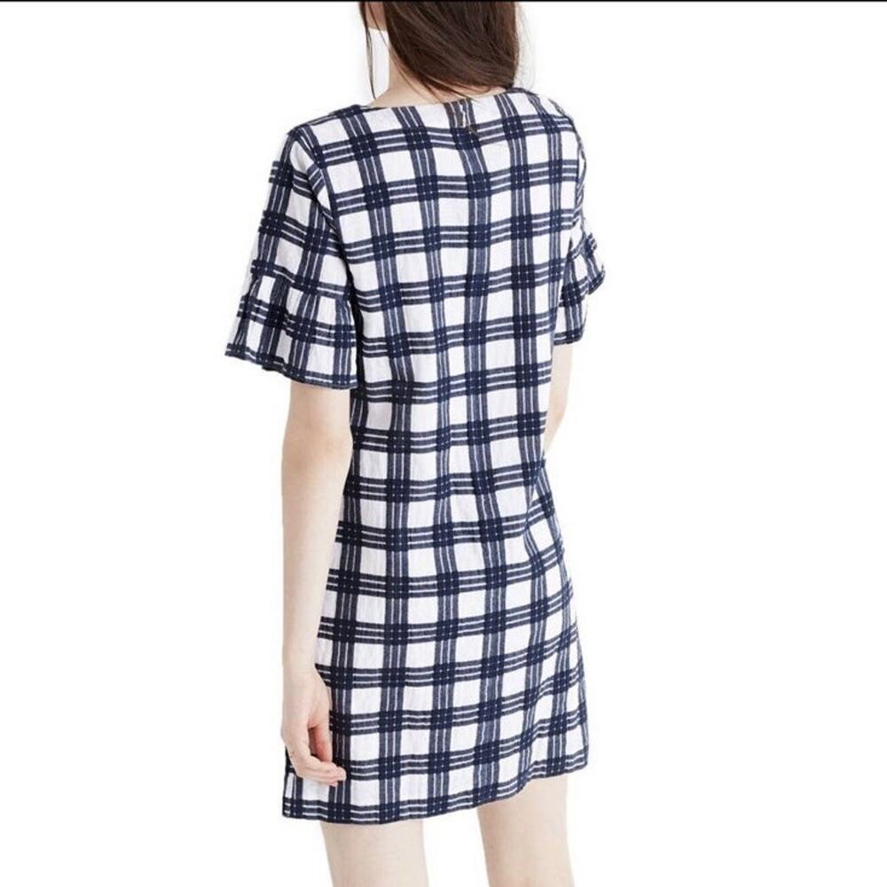Madewell 0 Leighton Bell-Sleeved Plaid Mini Dress - Picture 3 of 6